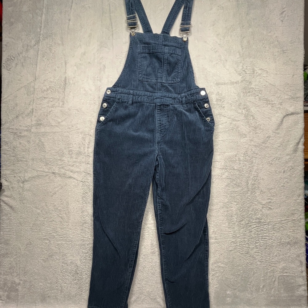 Forever 21 Corduroy Overalls Womens Blue Straight Leg Retro Bib Jumpsuit M